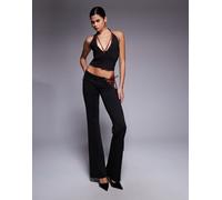 I.AM.GIA - Onyx - Pantaloni a zampa a vita bassa neri e rossi con lacci e occhielli in coordinato-Nero L