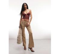 I.AM.GIA - Xenia - Pantaloni in camoscio sintetico color cuoio con lacci-Marrone L