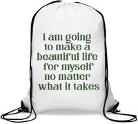 I Am Going To Make A Beautiful Life For Myself Gym Sack Casual Drawstring Bag Bianco