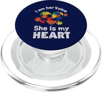 I Am Her Voice Mamma Papà Famiglia Autistico Bambini Autismo Consapevolezza PopSockets PopGrip per MagSafe