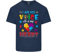 I Am His Voice Egli il Mio Cuore Autism Uomo Cotone T-Shirt