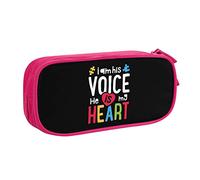 I Am His Voice He is My Heart Astuccio per matite Astuccio per matite portatile per ufficio a doppio strato di grande capacità