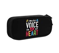 I Am His Voice He is My Heart Astuccio per matite Astuccio per matite portatile per ufficio a doppio strato di grande capacità