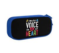 I Am His Voice He is My Heart Astuccio per matite Astuccio per matite portatile per ufficio a doppio strato di grande capacità