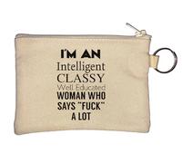 I Am Intelligent Classy Well Educated Woman Who Says F* ck A Lot Portachiavi Portamonete Beige