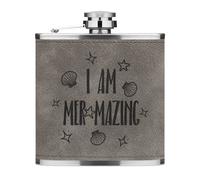 I Am Mer-Mazing 170ml pelle Sintetica Hip Flask Grigio Divertente Sirena Amazing