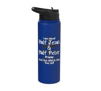 I Am Mixed Half Jesus and Half Peter Christian #Runup Gift Stainless Steel Insulated Water Bottle