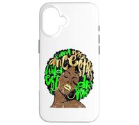 I Am My Ancestors Dreams Afro Black Queen Vintage Verde Lime Custodia per iPhone 16