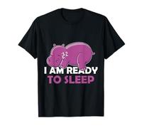 I Am Ready To Sleep Sonno Hippo Dolce ippopotamo Pigiama Maglietta