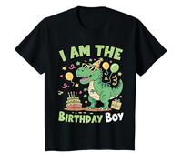 I am The Birthday Boy T Rex Dinosaur Family Party Boys Maglietta
