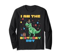 I Am The Birthday Boy Trex Dino Party Family Match Ragazzi Bambini Maglia a Manica