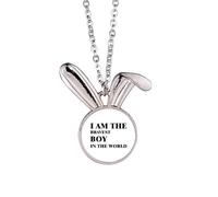 I Am The Bravest Boy Art Deco Fashion Coniglio collana ciondolo coniglietto animale gioielli regalo
