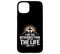 I Am The Resurrection Giovanni 11:25 Versetto della Bibbia Cristiana Custodia per iPhone 15 Plus