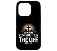 I Am The Resurrection Giovanni 11:25 Versetto della Bibbia Cristiana Custodia per iPhone 15 Pro