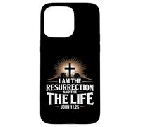 I Am The Resurrection Giovanni 11:25 Versetto della Bibbia Cristiana Custodia per iPhone 15 Pro Max