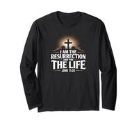 I Am The Resurrection Giovanni 11:25 Versetto della Bibbia Cristiana Maglia a Manica