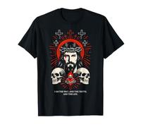 I Am The Way John 14:6 Christian Gesù Gothic Skull Design Maglietta