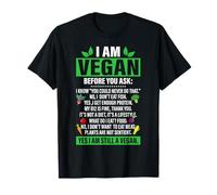 I Am Vegan Tee Divertente Vegan Lifestyle Camicia Dieta a base vegetale Maglietta