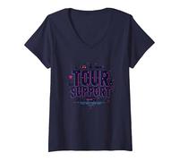 I am with The Band Tour Supporta la Troupe Musicale Roadie Life Maglietta con Collo a V, Donna, Navy, XL