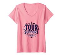 I am with The Band Tour Supporta la Troupe Musicale Roadie Life Maglietta con Collo a V, Donna, Rosa, XXL