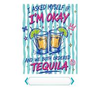 I Asked Myself If Im Okay Notebook: Funny Sarcastic Composition Book with Lined Pages | Retro Teal Stripe and Tequila Shot Glass Pop Art Cover | Humorous Journal Gift for Friends, Women, and Men