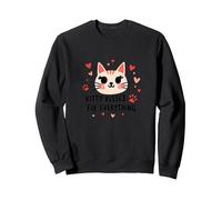 I Baci di Kitty risolvono Tutto - Cute Cat Love Felpa, Unisex per Adulti, Nero, M