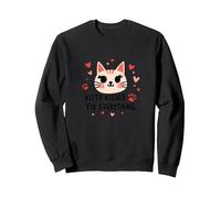 I Baci di Kitty risolvono Tutto - Cute Cat Love Felpa, Unisex per Adulti, Nero, S