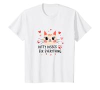 I Baci di Kitty risolvono Tutto - Cute Cat Love Maglietta, Bambini, Bianco, 6 Anni