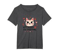 I Baci di Kitty risolvono Tutto - Cute Cat Love Maglietta, Donna Plus-Size, Grigio Scuro, 3X