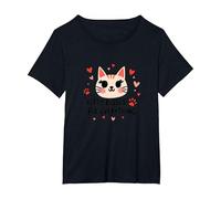 I Baci di Kitty risolvono Tutto - Cute Cat Love Maglietta, Donna Plus-Size, Nero, 4X