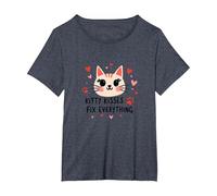 I Baci di Kitty risolvono Tutto - Cute Cat Love Maglietta, Donna Plus-Size, Pervinca, 6X