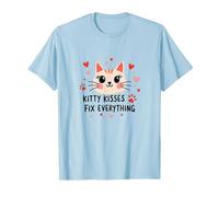 I Baci di Kitty risolvono Tutto - Cute Cat Love Maglietta, Uomo, Celeste, S