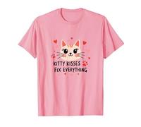 I Baci di Kitty risolvono Tutto - Cute Cat Love Maglietta, Uomo, Rosa, S