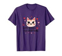 I Baci di Kitty risolvono Tutto - Cute Cat Love Maglietta, Uomo, Viola, S