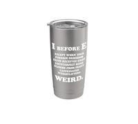 I Before E English Divertente Grammatica Eccezioni Per Regolare Regalo Bicchiere termico in acciaio inox doppia parete
