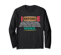 I Before E Grammatica Regola Eccezione Insegnante di Inglese Umorismo Maglia a Manica