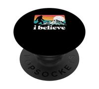 I Believe! Funny Retro Bigfoot Mountains PopSockets PopGrip Adesivo