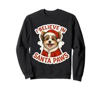 I Believe in Santa Paws Biewer Terrier Cane Mamma papà Natale Felpa