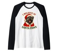 I Believe in Santa Paws Bouvier des Flandres Dog Christmas Maglia con Maniche Raglan