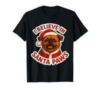 I Believe in Santa Paws Bruxelles Griffon Dog Merry Christmas Maglietta