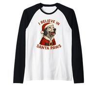 I Believe in Santa Paws, Cane Setter Inglese, Mamma, papà, Natale Maglia con Maniche Raglan