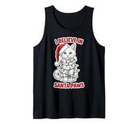 I Believe in Santa Paws - Cappello Natalizio con Gatto Bianco Canotta