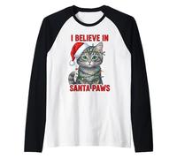 I Believe in Santa Paws - Cappello Natalizio con luci di Natale, Colore: Grigio Maglia con Maniche Raglan
