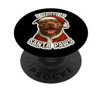 I Believe In Santa Paws Pit Bull Cane Mamma Papà Proprietario Natale PopSockets PopGrip Adesivo