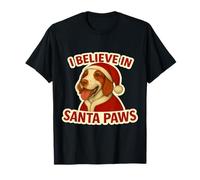 I Believe in Santa Paws Setter Irlandese Rosso e Bianco Natale Maglietta