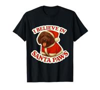 I Believe in Santa Paws Spagnolo Acqua Cane Mamma papà Natale Maglietta