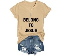 I Belong to Jesus Shirt, I Belong to Jesus T-Shirt Scollo a V, Giallo Chiaro Marrone, XL