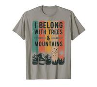 I Belong With Trees & Mountains Nature Hiker Retro Art Maglietta