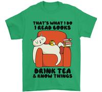 I Bevanda Tè E Know Cose Divertente Gatto T-Shirt 100% Cotone