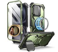 i-Blason Armorbox Cover per iPhone 16 Plus 6.7'' 2024 con Cover per Fotocamera [Compatibile con MagSafe] Custodia Robusta per tutto il Corpo con Proteggi Schermo Integrato e Supporto (Verde)
